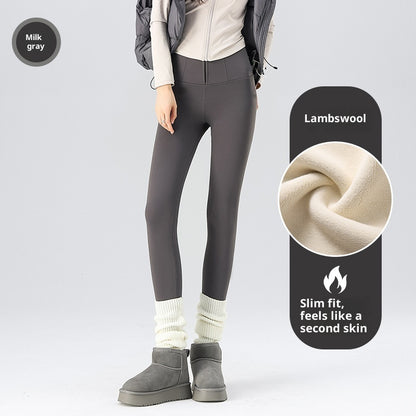 Women's Shark Pattern Fleece Lined Pants - High Waist Thermal Winter Trousers