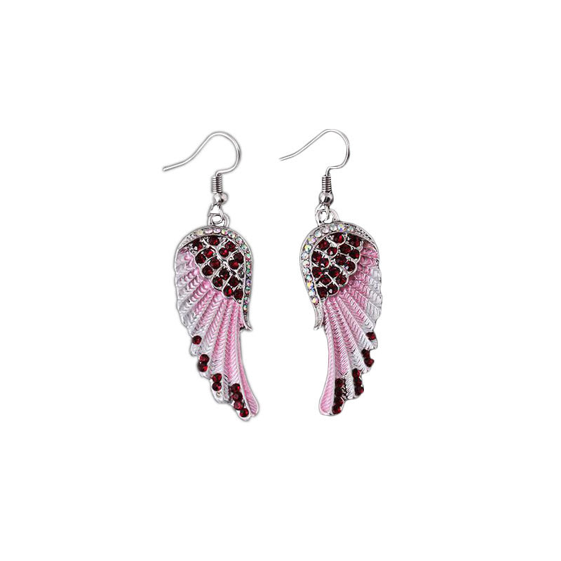Angel Wings Crystal Earrings - Alloy Hook Drop Earrings