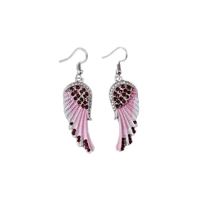 Angel Wings Crystal Earrings - Alloy Hook Drop Earrings
