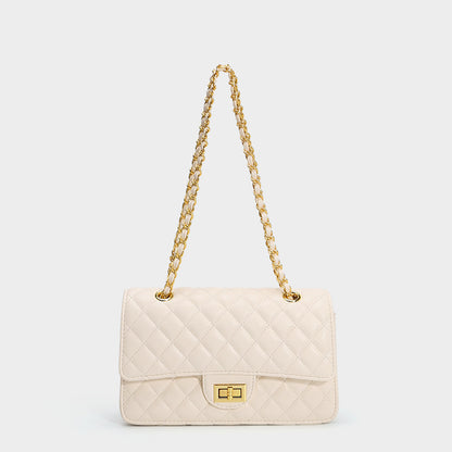 Large Capacity Quilted Lingerie Travel Bag - Cowhide Leather Crossbody