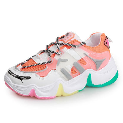 Women's Mesh Muffin Heel Sneakers | Lace-Up | Breathable | Round Toe | Sizes 35–40 | Orange, Blue, Grey