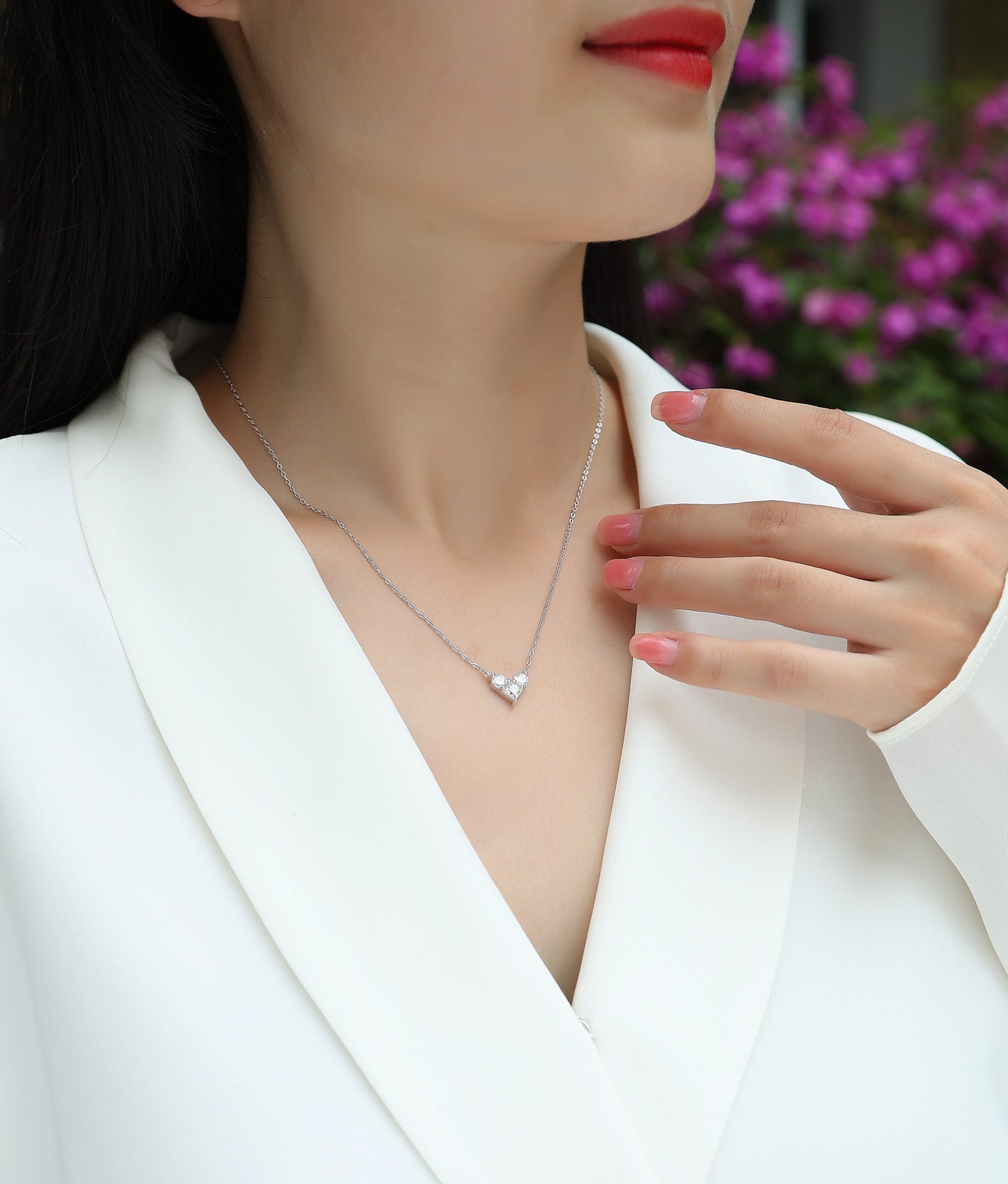 Love In The Present Moissanite Necklace - S925 Sterling Silver Platinum Plated Pendant