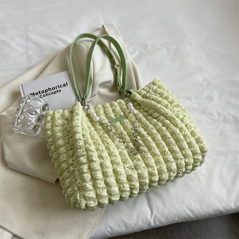 Women's Soft Velvet Tote Bag - Large Capacity Casual Shoulder Bag