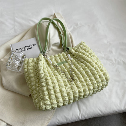 Women's Soft Velvet Tote Bag - Large Capacity Casual Shoulder Bag
