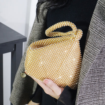 Elegant Rhinestone Evening Clutch - Dumpling Style Party Bag