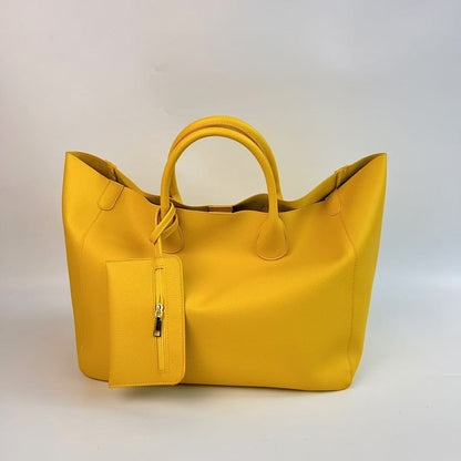 Women's Soft PU Leather Tote Bag - Urban Minimalist Shoulder Bag with Pendant