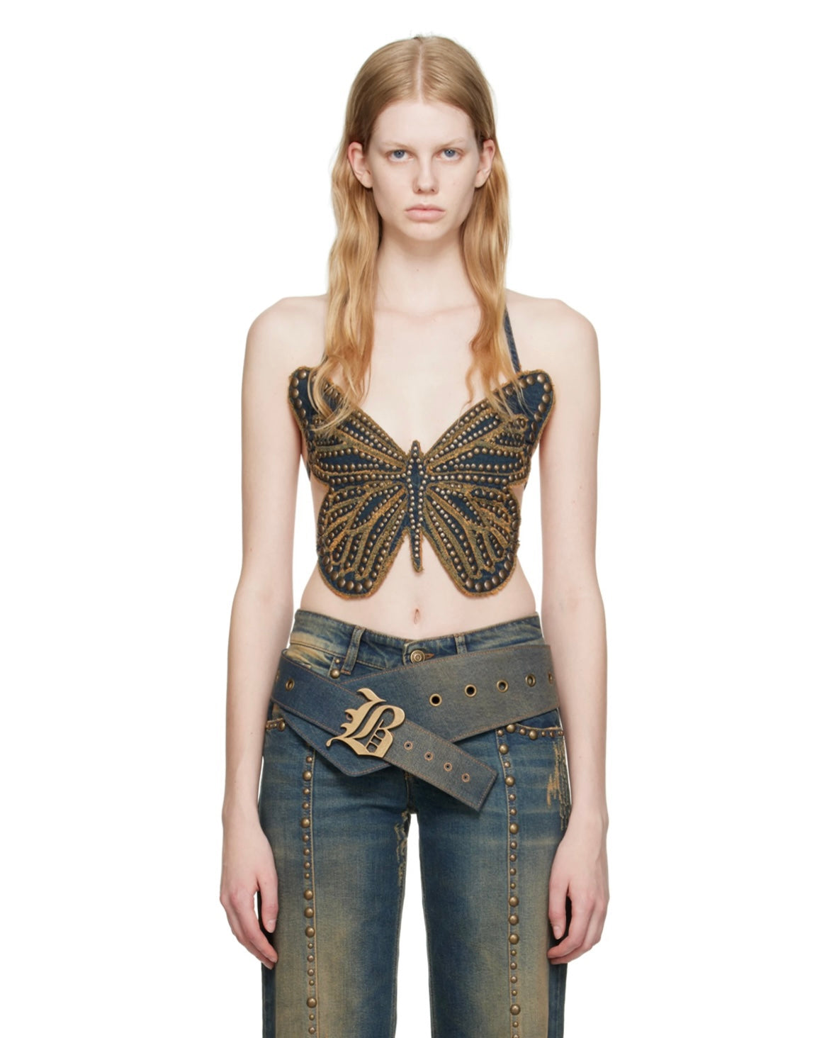 Studded Cotton Vest Suspender Top - Street Style Harness Design