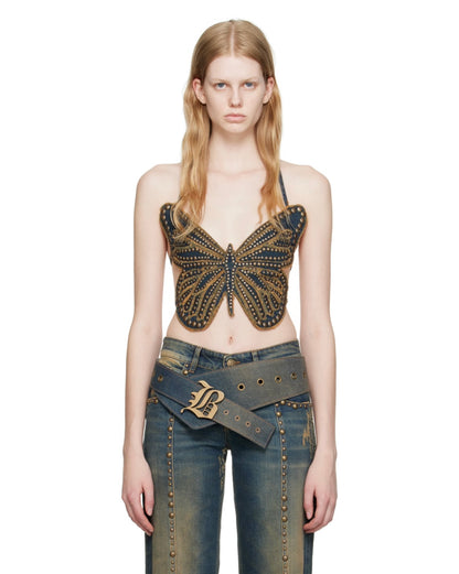 Studded Cotton Vest Suspender Top - Street Style Harness Design