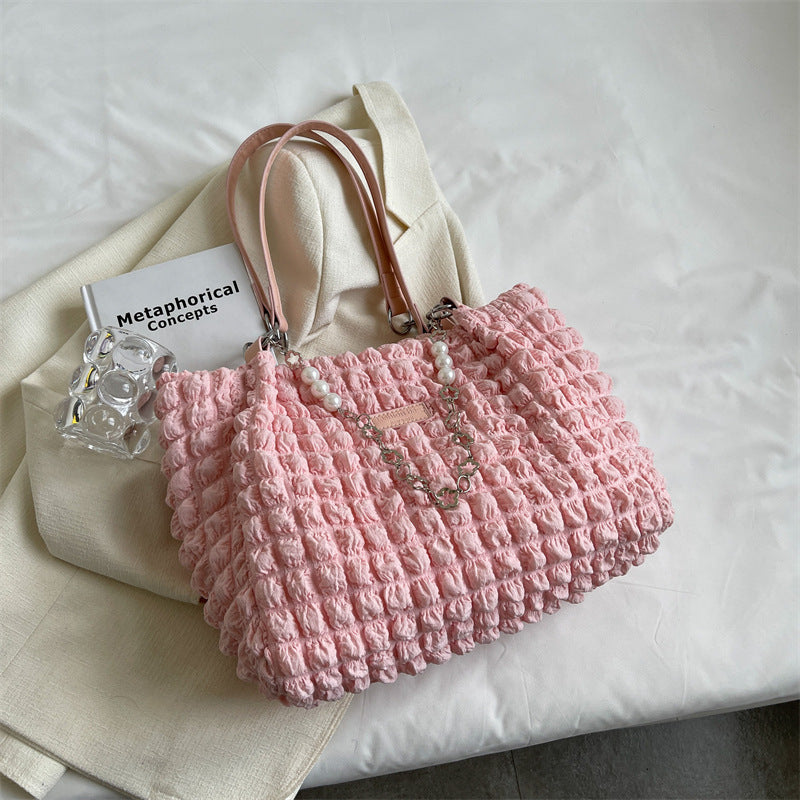 Women's Soft Velvet Tote Bag - Large Capacity Casual Shoulder Bag