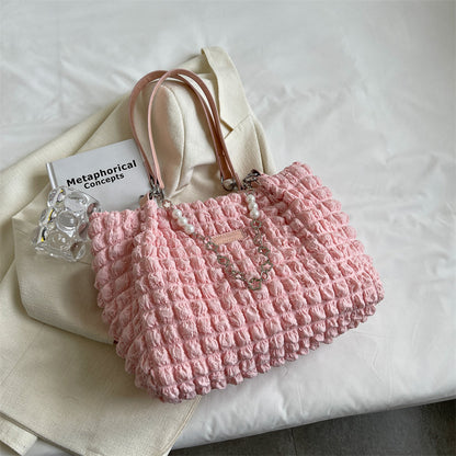 Women's Soft Velvet Tote Bag - Large Capacity Casual Shoulder Bag