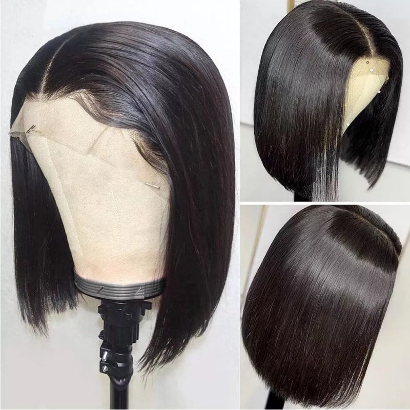Human Hair Bob Wig with Lace - Hand-Woven 13x4 & 4x4 Closure