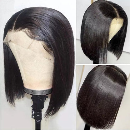 Human Hair Bob Wig with Lace - Hand-Woven 13x4 & 4x4 Closure