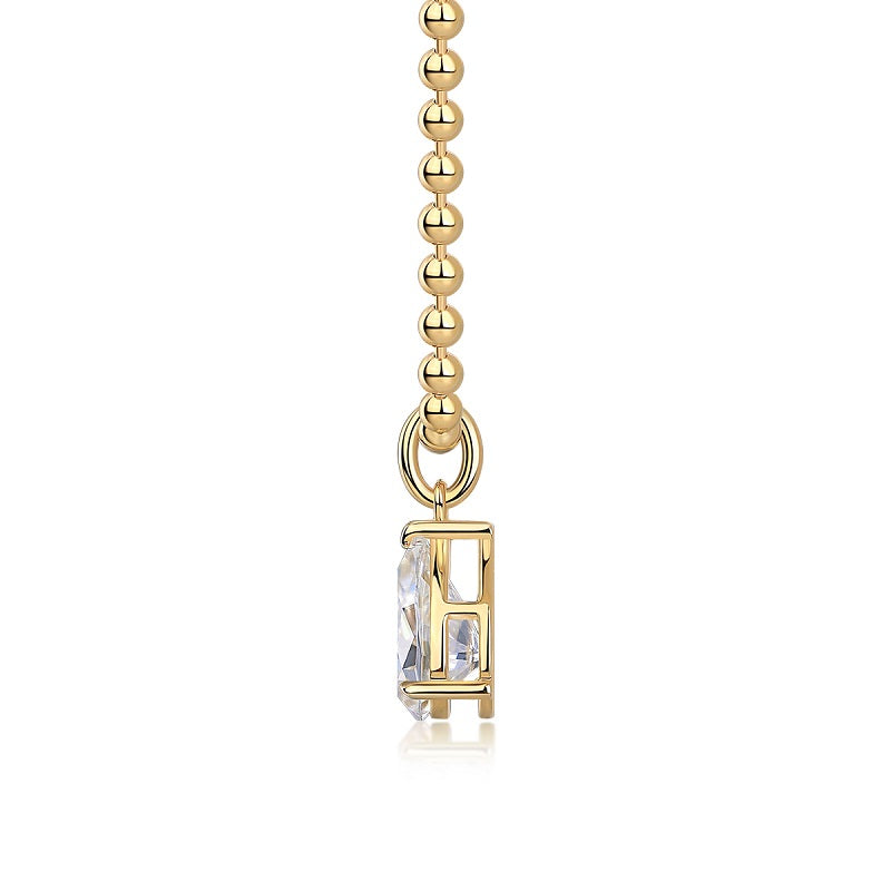 Large Pear-Shaped Moissanite Necklace Pendant - S925 Sterling Silver with Gold Plating