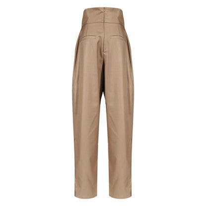 High Waist Cross Strap Radish Pants - Women's Tapered Leg Trousers with Belt