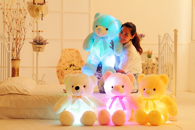LED Light-Up Teddy Bear - Color-Changing Plush Toy with 7 Glowing Colors