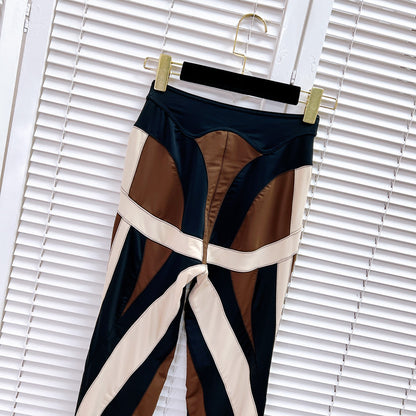 Fashion Mesh Stitching Cropped Leggings - Polyester Activewear