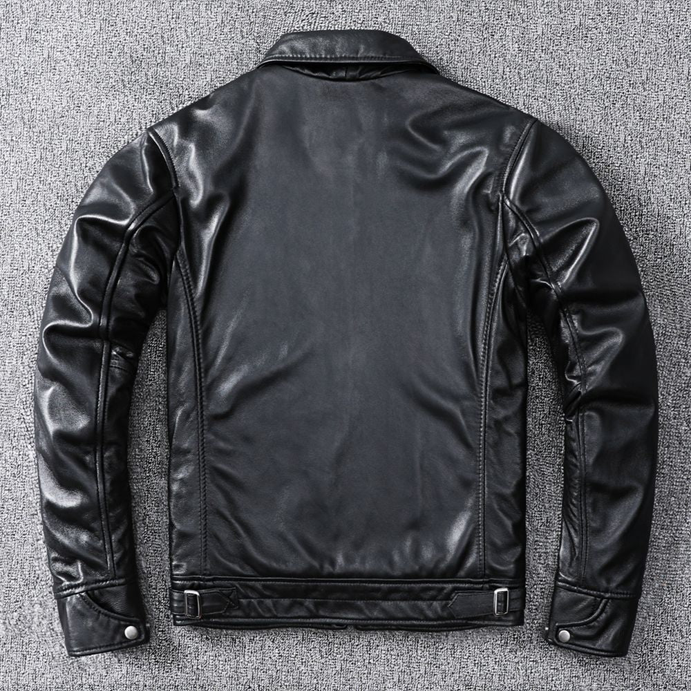 Top Layer Sheepskin Genuine Leather Men's Jacket - Fitted Casual Style