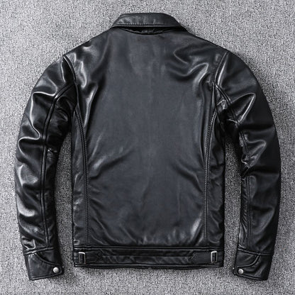 Top Layer Sheepskin Genuine Leather Men's Jacket - Fitted Casual Style