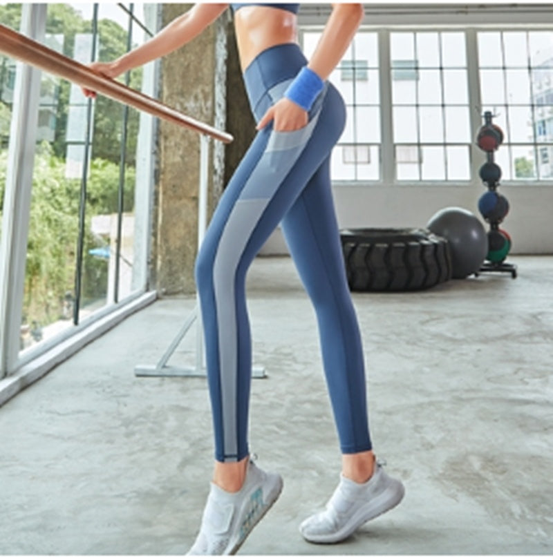Two-Piece Yoga Fitness Set - Nylon Pocket Leggings with Sports Top