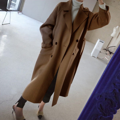 Women's Lapel Cashmere Coat - Classic Wool Blend Winter Outerwear