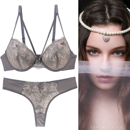 Women's Push-Up Lace Bra Set - Cotton Molded Cup with Moderate Lift