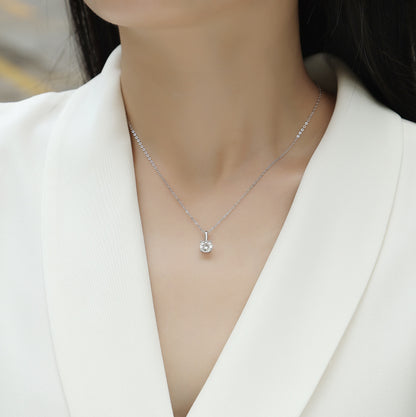 1 Carat Moissanite Necklace Pendant Set - S925 Silver with Platinum Plating
