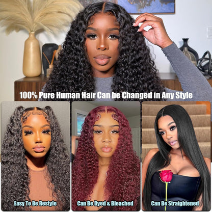Deep Wave Human Hair Lace Front Wig - Hand-Woven Natural Style