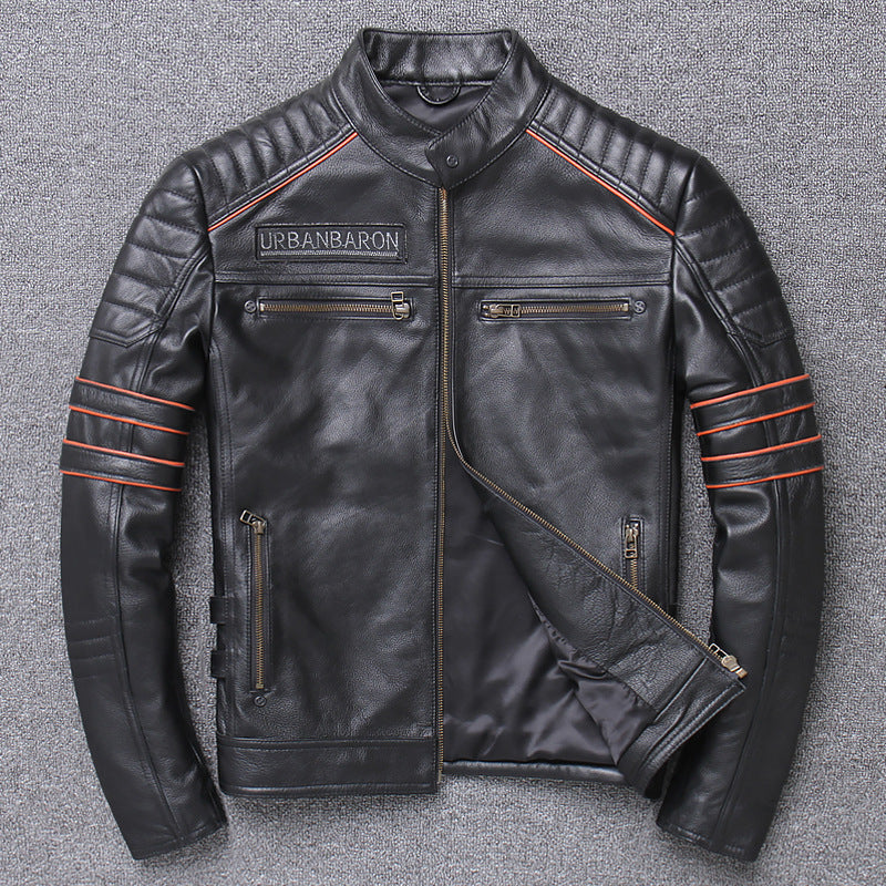 Harley Genuine Leather Motorcycle Jacket - Men's Slim Fit Riding Coat