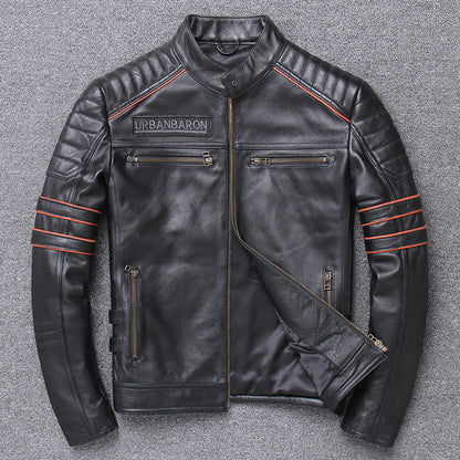 Harley Genuine Leather Motorcycle Jacket - Men's Slim Fit Riding Coat