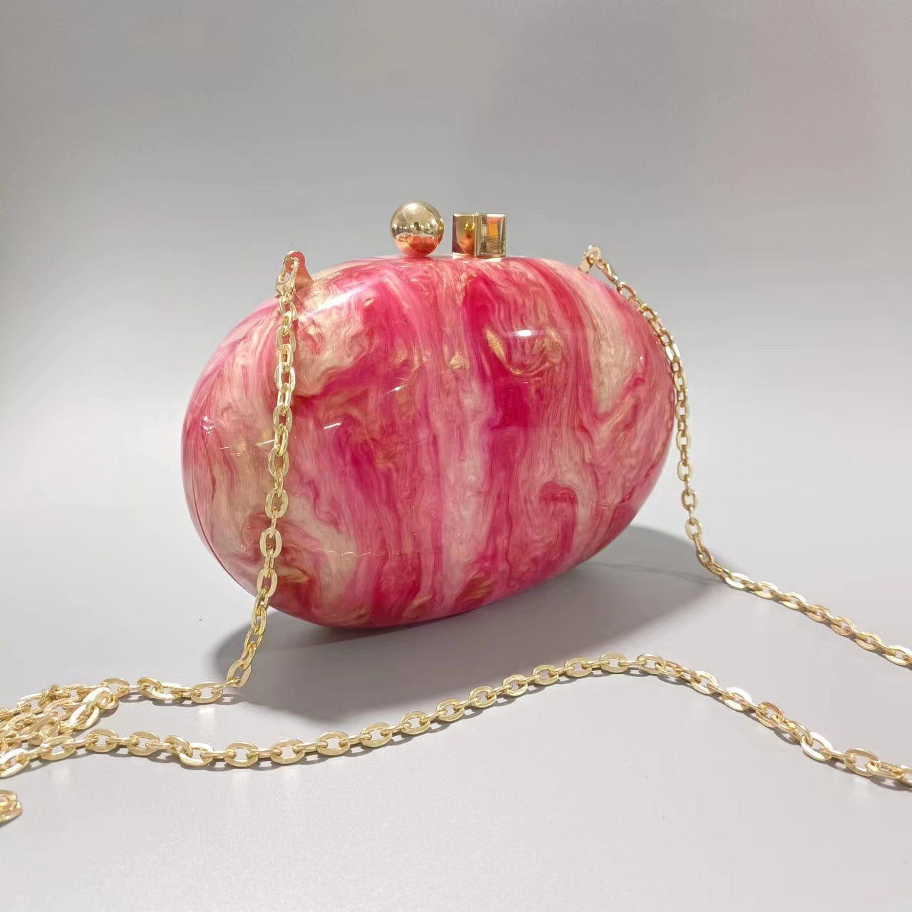 Shell-Shaped Acrylic Crossbody Bag - Sequin Detail Fashion Handbag