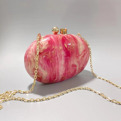 Shell-Shaped Acrylic Crossbody Bag - Sequin Detail Fashion Handbag