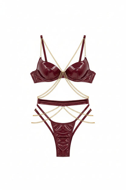 Women's Chain Strap Lingerie Set - Delicate Halter Top and Brief Set