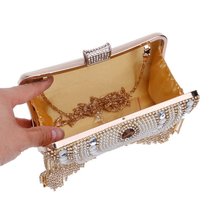 Elegant Tassel Evening Clutch with Crystal Embellishments