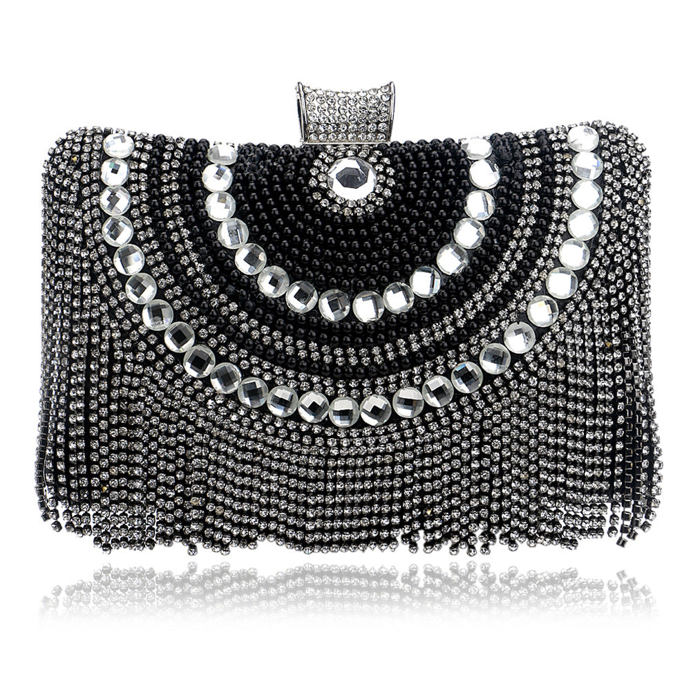 Elegant Tassel Evening Clutch with Crystal Embellishments