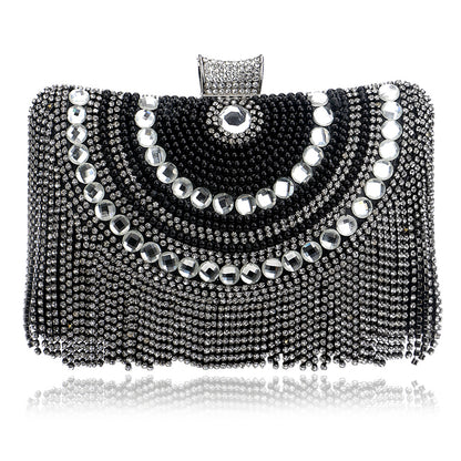 Elegant Tassel Evening Clutch with Crystal Embellishments