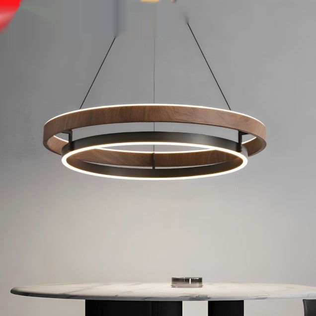 Italian Modern Minimalist Wood Grain Chandelier - Full Spectrum LED Ceiling Light