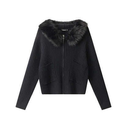Women's Hooded Knit Sweater Cardigan - Slim Fit Button-Up Sweater
