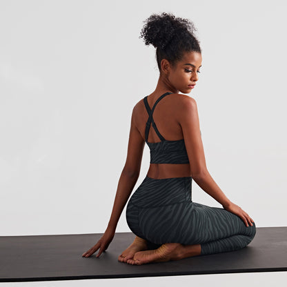Zebra Print High-Waist Yoga Set - Hip-Lifting Sports Tights with Top
