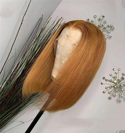 Blonde Human Hair Lace Front Wig - Natural Texture with Forehead Lace