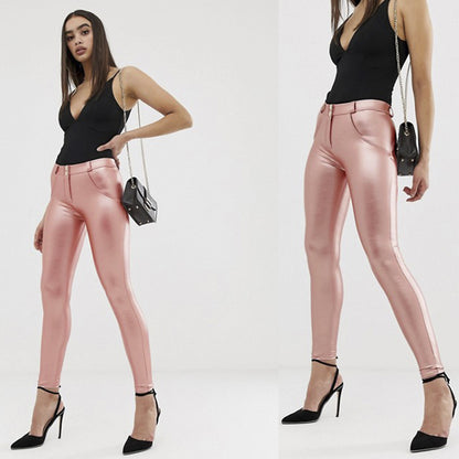 Fleece-Lined Fitness Leggings - Metallic Yoga Pants for Women