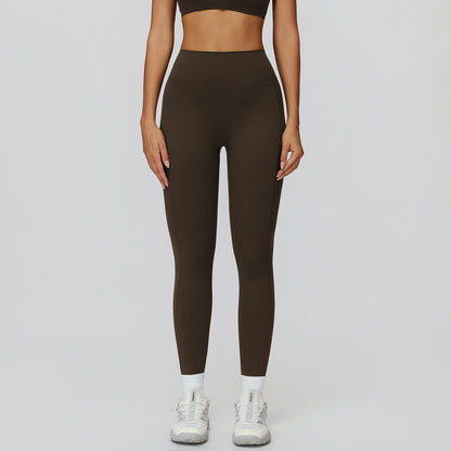 Brushed High-Waist Yoga Pants - Tight Sports Leggings