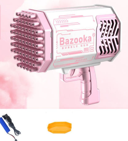 Bubble Gun Rocket - 69-Hole Automatic Bubble Machine with LED Lights