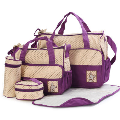 5-Piece Diaper Bag Set - Complete Baby Organizer with Bottle Holder & Changing Pad