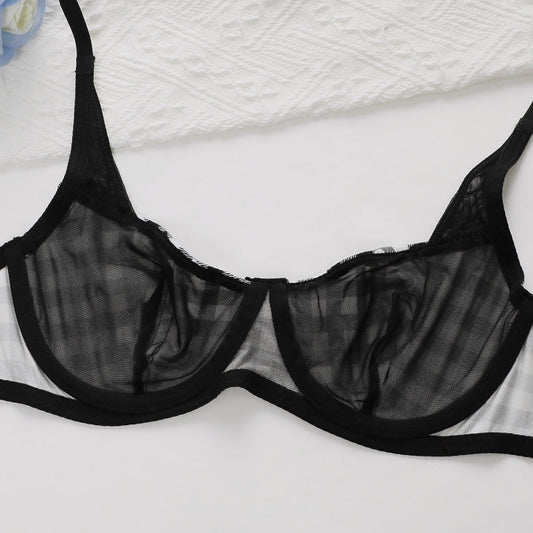 Women's Plaid Bra and Panty Set - Breathable Ultra-Thin Supportive Lingerie
