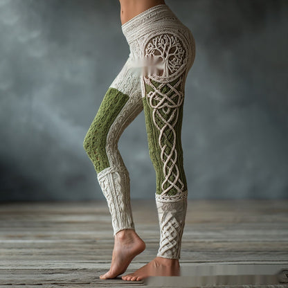 Women's Retro 3D Digital Print Casual Leggings - Slim Fit Yoga Pants