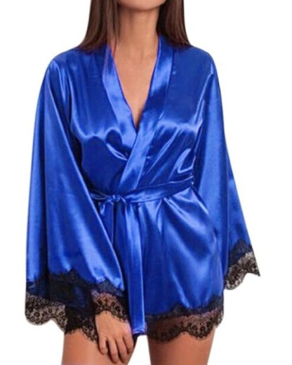 Women's Silk Lace Nightdress Pajamas - Ice Silk Sleepwear Set
