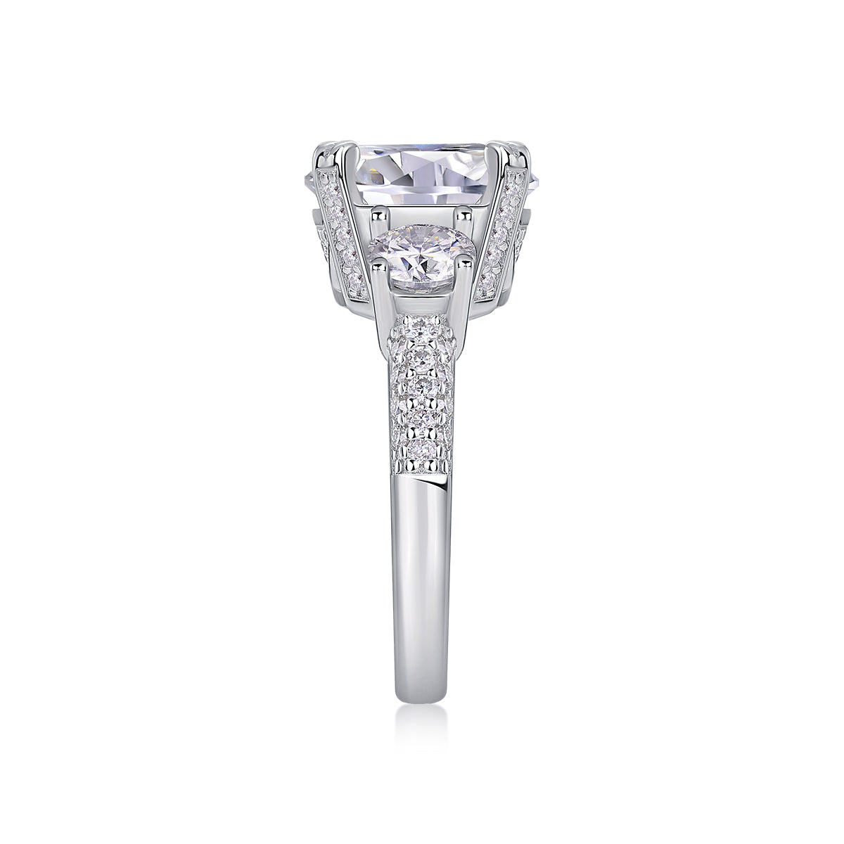 5 Carat Moissanite Sterling Silver Ring - Gold Plated Wedding Band