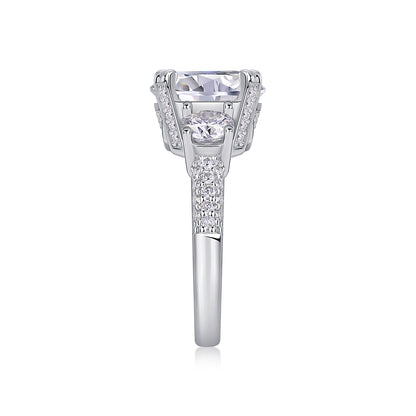 5 Carat Moissanite Sterling Silver Ring - Gold Plated Wedding Band