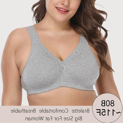 Women's Plus Size Underwired Bra - Triangle Cup Support Bralette in Grey
