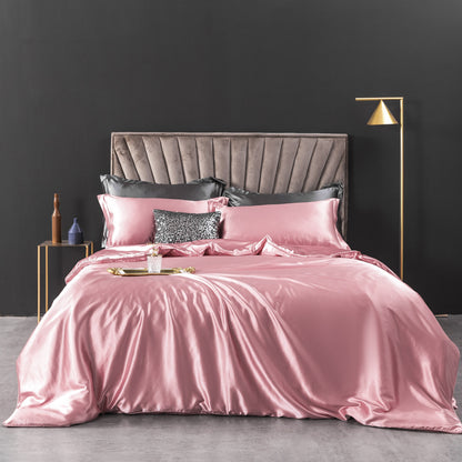 Luxe Washed Silk 4-Piece Bedding Set - 100% Mulberry Silk European-Style with Duvet Cover, Sheet, and Pillowcases